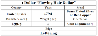 Réplica dolar Flowing Hair 1794 (Bañada en cobre)
