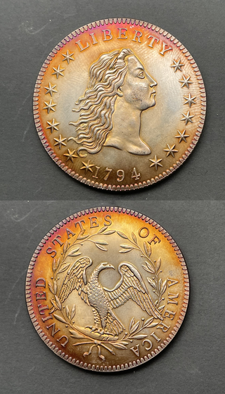 Réplica dolar Flowing Hair 1794 (Bañada en cobre)