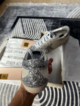 Golden Goose Superstar Glitter Argento Bianco