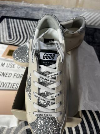 Golden Goose Superstar Glitter Argento Bianco