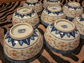 9 Cuencos Chinos Porcelana Dragón sin estrenar