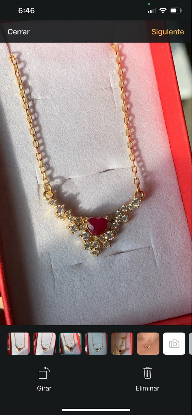Collar Corazón Rubi Baño Oro Plata