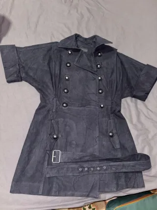 Abrigo Gabardina Mango Azul Corto