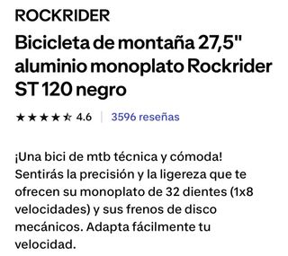 Bicicleta Rockrider Negra y Azul