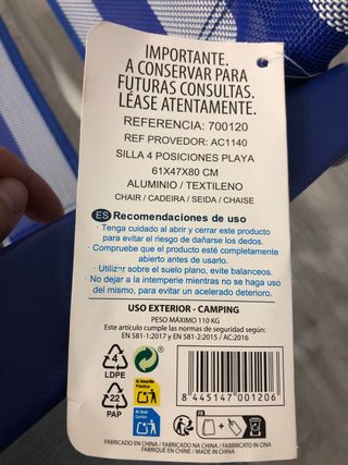 2 Sillas de Playa Plegables Monty