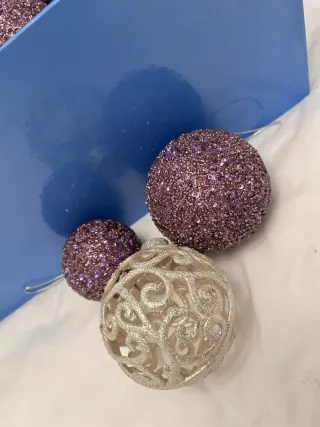Bolas Navidad Morado y Plateado