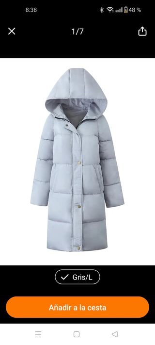 Abrigo mujer Plumas gris nuevo