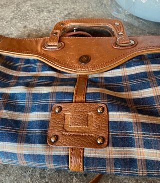 Maletín Adolfo Dominguez Cuadros Marrón Azul