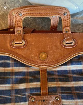 Maletín Adolfo Dominguez Cuadros Marrón Azul