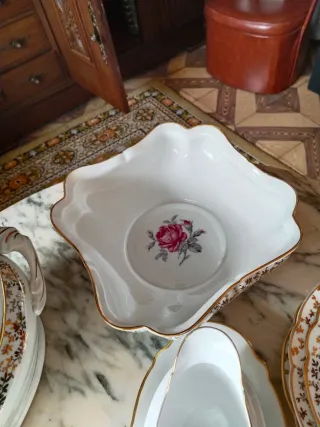 Vajilla Bidasoa Porcelana Rosa y Oro