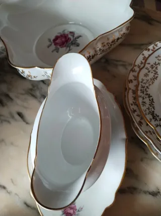 Vajilla Bidasoa Porcelana Rosa y Oro