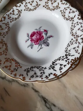 Vajilla Bidasoa Porcelana Rosa y Oro