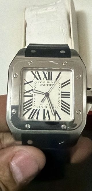 Reloj Cartier Santos 100 Plata/Negro nuevo fullset