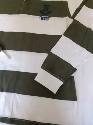 Polo manga larga TEX. Rayas Verde/Blanco Talla L