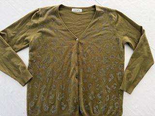 Cardigan Evis donna verde militare con strass