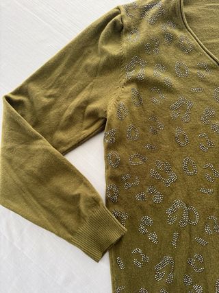 Cardigan Evis donna verde militare con strass