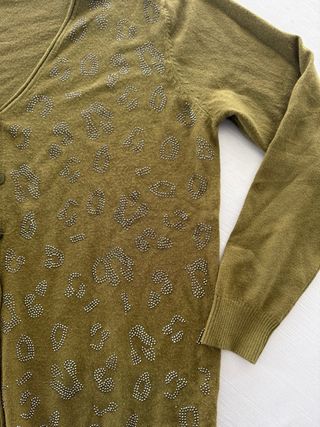 Cardigan Evis donna verde militare con strass
