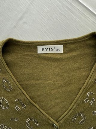 Cardigan Evis donna verde militare con strass