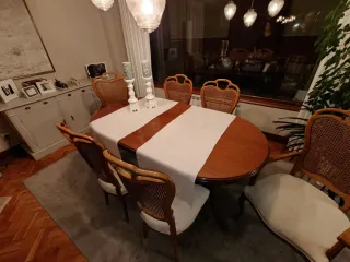 Mesa Comedor Extensible de madera + 6 sillas