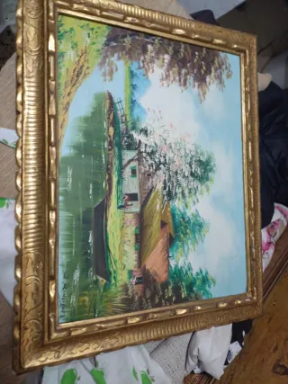 Cuadro paisaje marco pan de oro