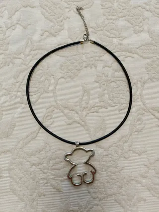 Collar imitación del oso Tous Negro y Plateado.