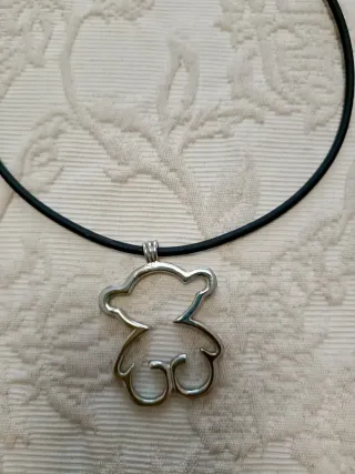 Collar imitación del oso Tous Negro y Plateado.