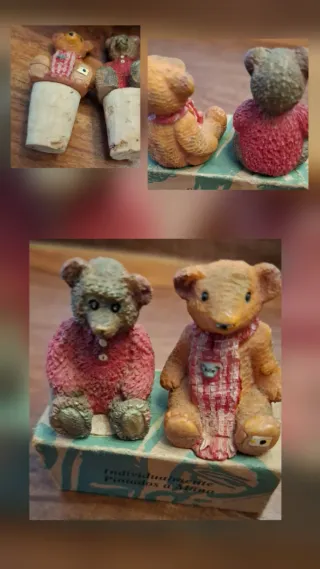 2 Tapones de Botella de ositos. Año 1980.Resina