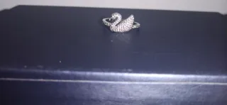Anillo Cisne Imitación Swarovski Plata