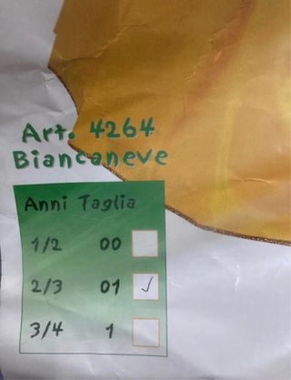 Costume Biancaneve Mignon tg 2/3