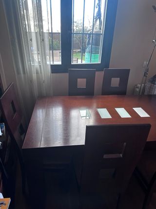 Mesa de comedor de madera maciza con 6 sillas