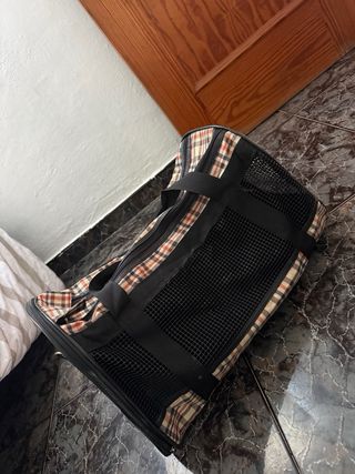 Transportín para mascotas a cuadros