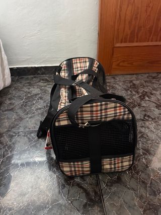 Transportín para mascotas a cuadros