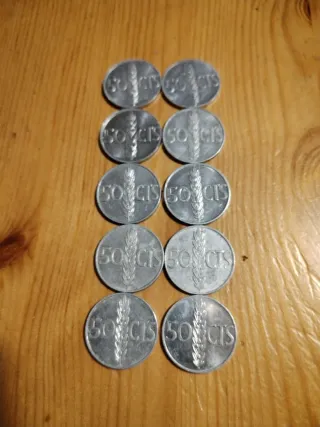 Lote 10 Monedas 50 Céntimos Franco