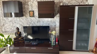 Mueble comedor madera y cristal