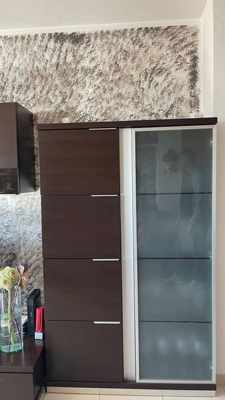 Mueble comedor madera y cristal