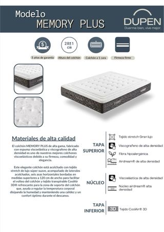 Canapé con colchón memory plus