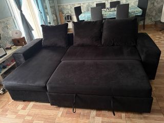 Sofá Cama Chaise Longue Negro