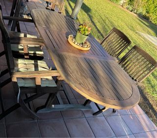 Mesa Teka exterior extensible a 2metros y 4 sillas