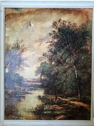 Quadro século XX com ilustração antiga de natureza