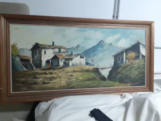 Cuadro antiguo paisaje rural