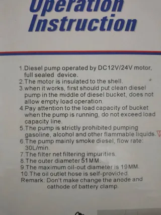 Bomba Diésel 12V con Pinzas