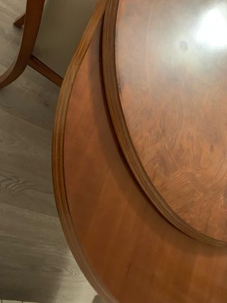 Mesa comedor ovalada madera + 4 sillas