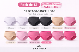 Pack 12 Bragas Sin Costuras Talla L STV