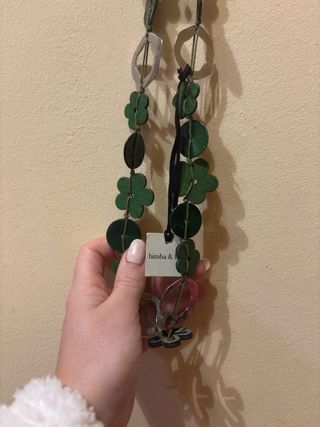 Collar Bimba & Lola verde y plateado