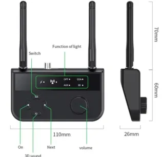 Receptor de Audio Bluetooth 5.3 con Sonido 3D Dual