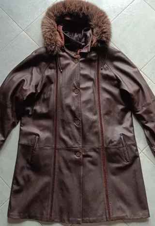 Giaccone in pelle vintage donna