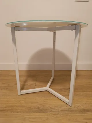 Mesita auxiliar redonda cristal y metal