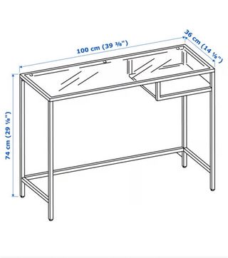 Escritorio Ikea Vitsjoo Cristal Metal Blanco