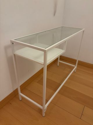 Escritorio Ikea Vitsjoo Cristal Metal Blanco