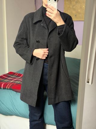 Cappotto lungo grigio donna vintage cappottino